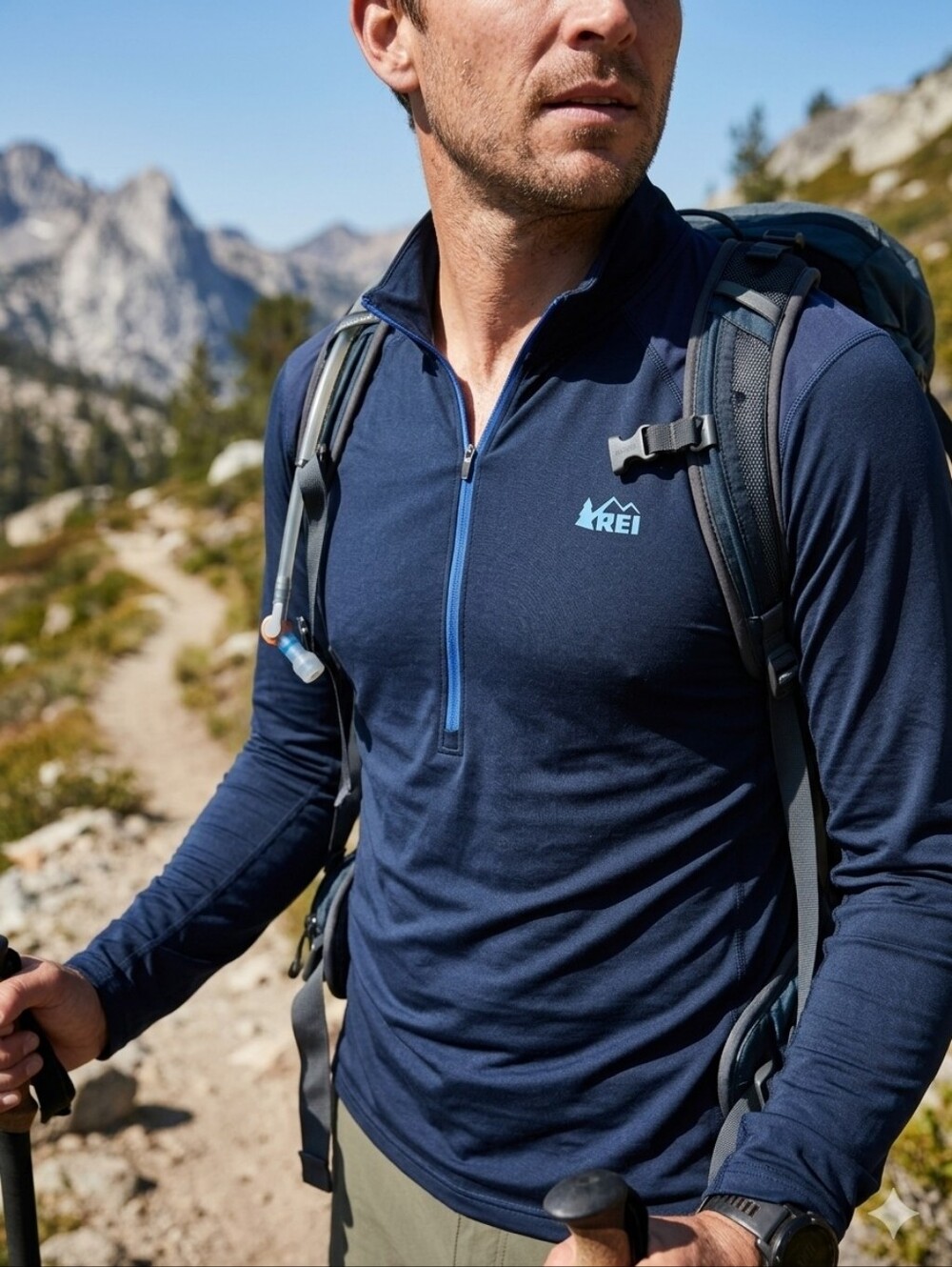 REI Men's Black and Blue Rash Guard